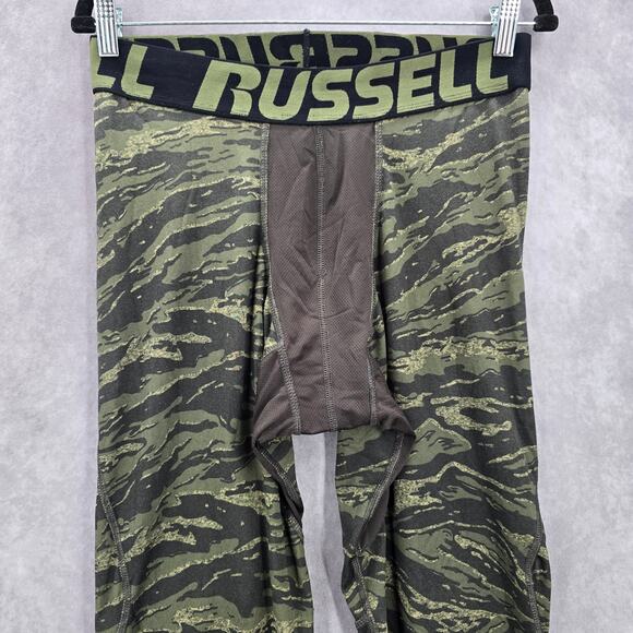 Russell Green Camo Compression Dri Power Scent Stop Leggings Pants Large L - Picture 3 of 8